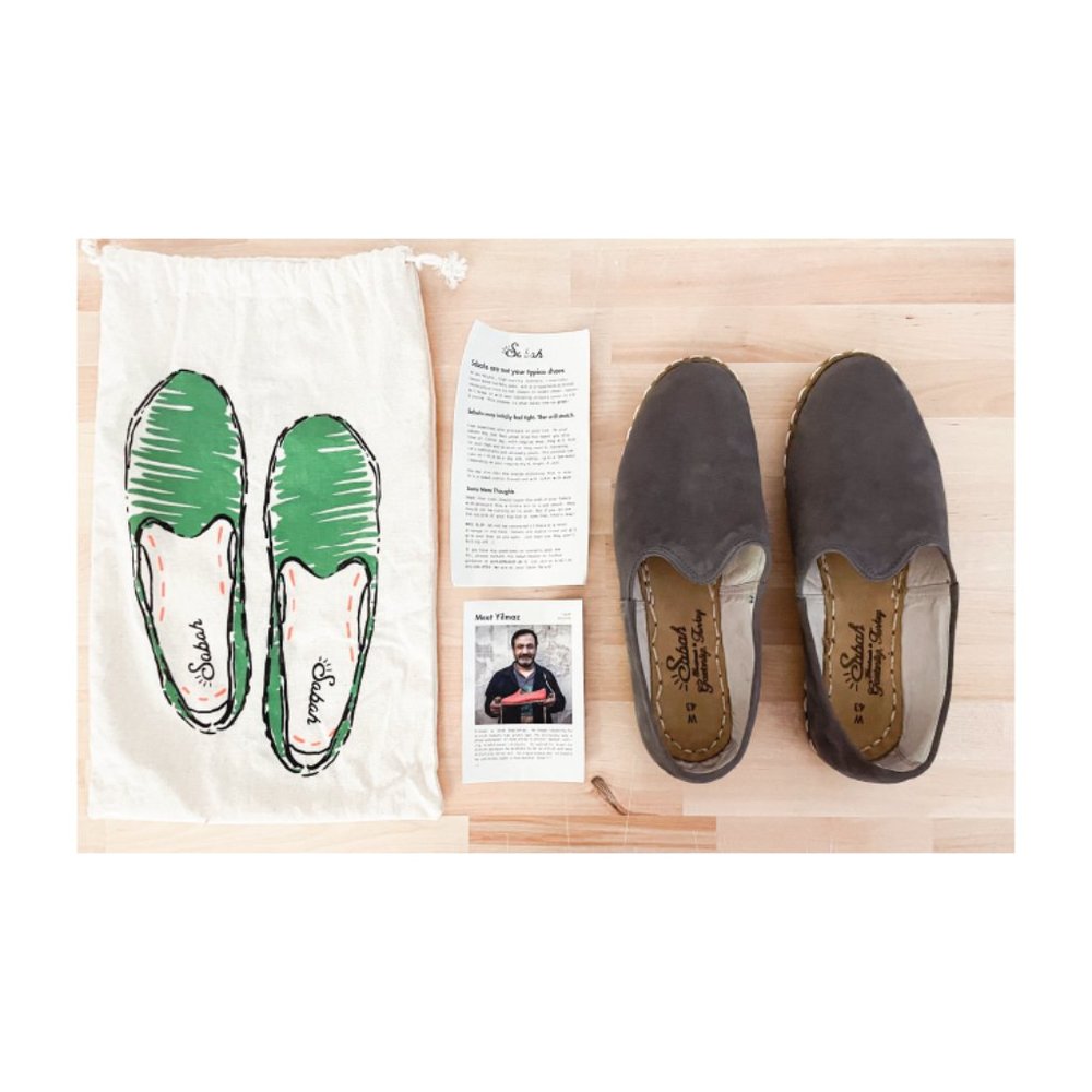 Sabah Women's Ashmore Gray Slip On Babas - Handmade in Turkey - W 11 or M 9.5